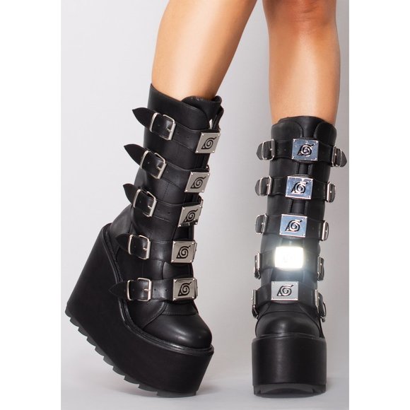 YRU X Naruto Dune Leaf Village Platform Boots - Picture 2 of 8